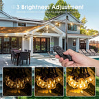Solar Outdoor String Patio Bistro Lights, 50ft 52LED 3W G40 Bulbs, USB Rechargeable Portable Edison Café String Lights for Porch, Pergola, Backyard, Garden, Pool, Party, Camping