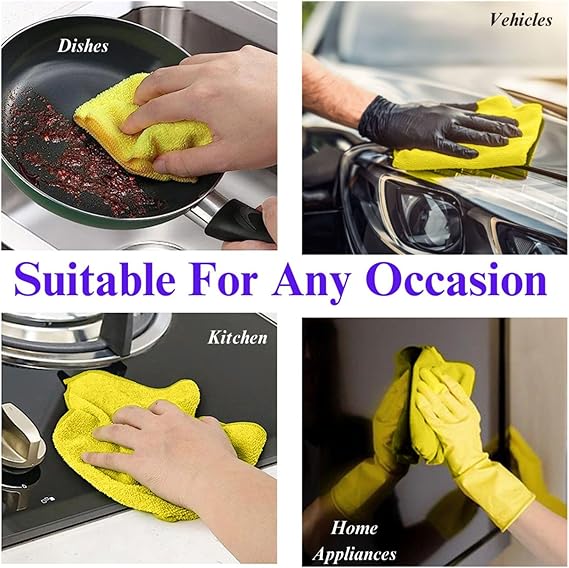 12'x12' 24 Pack Microfiber Household Cleaning Cloths - Multi-Purpose, Absorbent Towels for Kitchen, Car, Home Appliances (12x12 24 Pack)