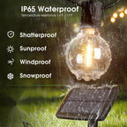 Solar Outdoor String Patio Bistro Lights, 50ft 52LED 3W G40 Bulbs, USB Rechargeable Portable Edison Café String Lights for Porch, Pergola, Backyard, Garden, Pool, Party, Camping