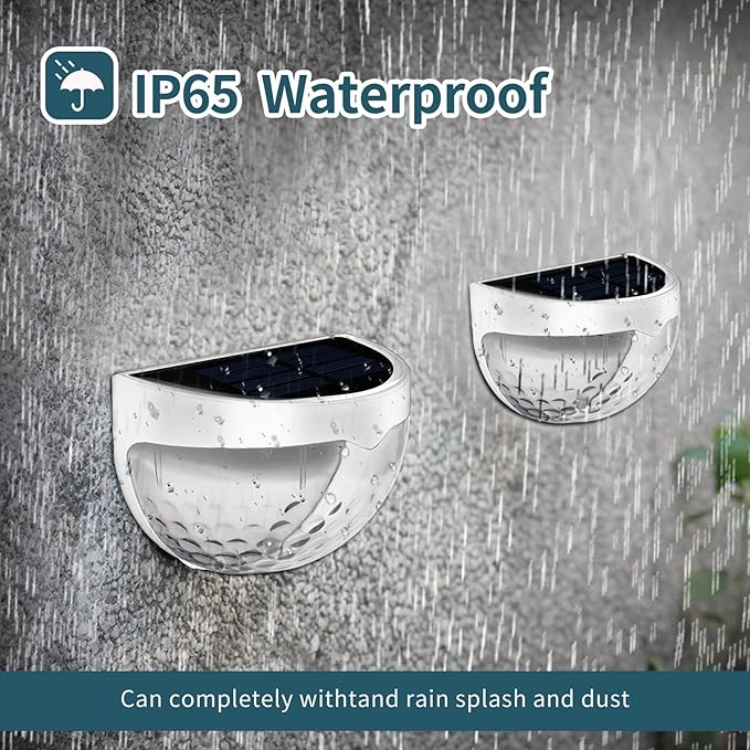 4 Pack Solar Fence Deck Lights Outdoor Waterproof  Step Stair Post Wall