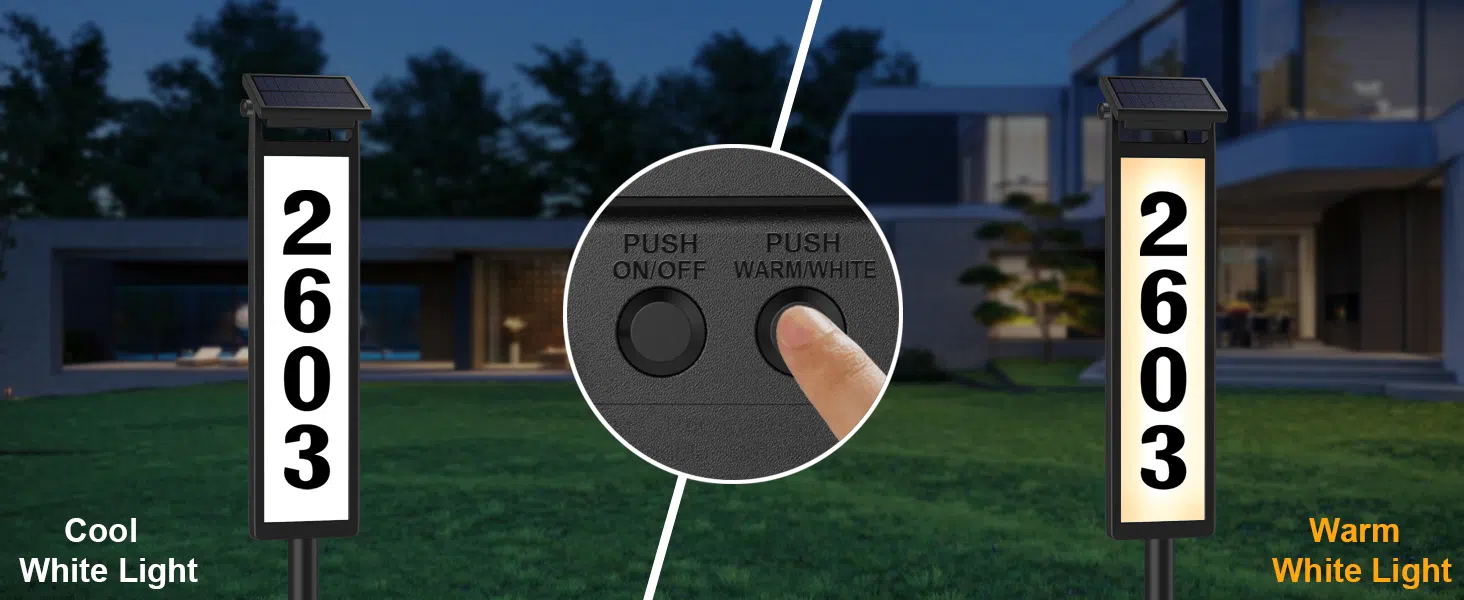 Upgrade Solar Home Address Sign, House Numbers Lighted Address Plaque Outdoor Waterproof