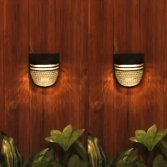 Solar Fence Lights Outdoor 2 Pack, Warm White Solar Wall Lights with Dual Modes and Breathing Mode for Fence, Patio, Deck and Garden