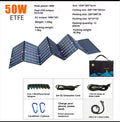 ETFE 50W Portable Solar Panel Charger, Foldable with Dual USB Output, IP68 Waterproof, 8-in-1 Adapter 2X Longer Life vs PET Panels for Camping,Hiking, RV, Fishing