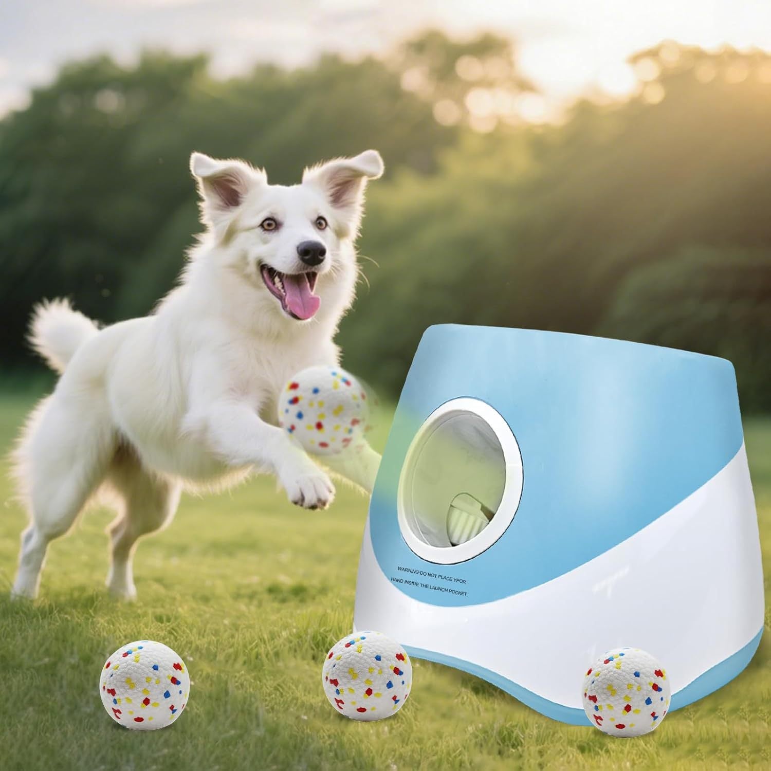 Upgraded Automatic Ball Launcher for Dogs – Rechargeable Interactive Dog Fetch Toy with 3 ETPU Balls, Adjustable Launch Distance (10/20/30 FT), Infrared Sensor Dog Ball Thrower for Dogs – Indoor & Outdoor Play Machine