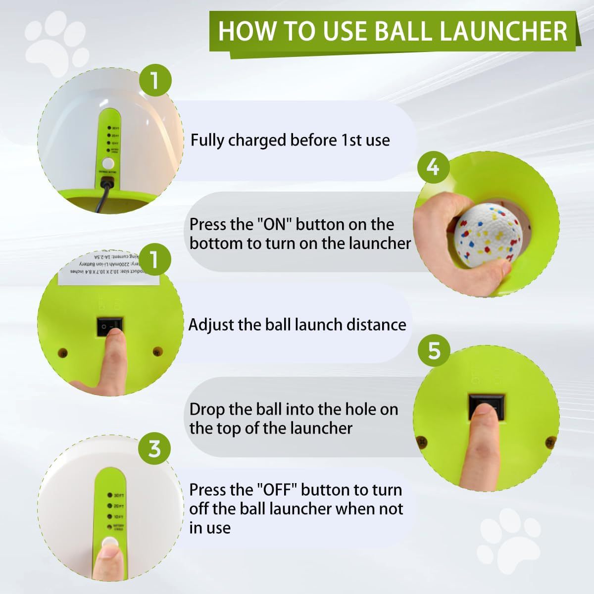 Upgraded Automatic Ball Launcher for Dogs – Rechargeable Interactive Dog Fetch Toy with 3 ETPU Balls, Adjustable Launch Distance (10/20/30 FT), Infrared Sensor Dog Ball Thrower for Dogs – Indoor & Outdoor Play Machine