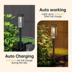 Solar Pathway Lights Outdoor LED Garden Stake Light with Automatic Charging Black Warm White Waterproof Ground Mount Landscape Lighting