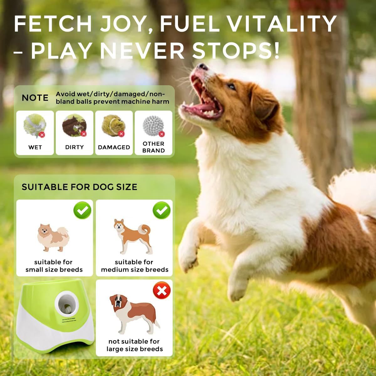 Upgraded Automatic Ball Launcher for Dogs – Rechargeable Interactive Dog Fetch Toy with 3 ETPU Balls, Adjustable Launch Distance (10/20/30 FT), Infrared Sensor Dog Ball Thrower for Dogs – Indoor & Outdoor Play Machine
