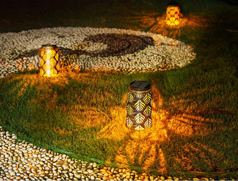 2 Pack Solar Hanging Lantern Lights - Outdoor Waterproof Decorative Lanterns with Switchable Warm/White LED Glow for Patio, Garden, Yard, Front Porch - Retro LED Lighting for Halloween, Holiday Decor