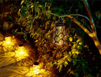 2 Pack Solar Hanging Lantern Lights - Outdoor Waterproof Decorative Lanterns with Switchable Warm/White LED Glow for Patio, Garden, Yard, Front Porch - Retro LED Lighting for Halloween, Holiday Decor