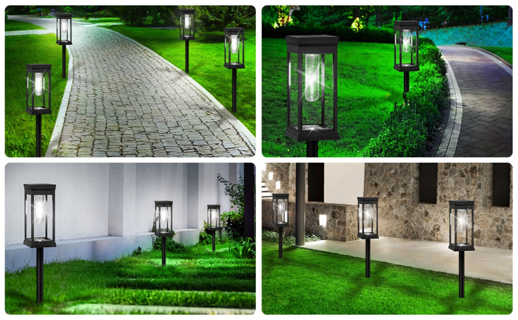 Solar Pathway Lights Outdoor LED Garden Stake Light with Automatic Charging Black Warm White Waterproof Ground Mount Landscape Lighting