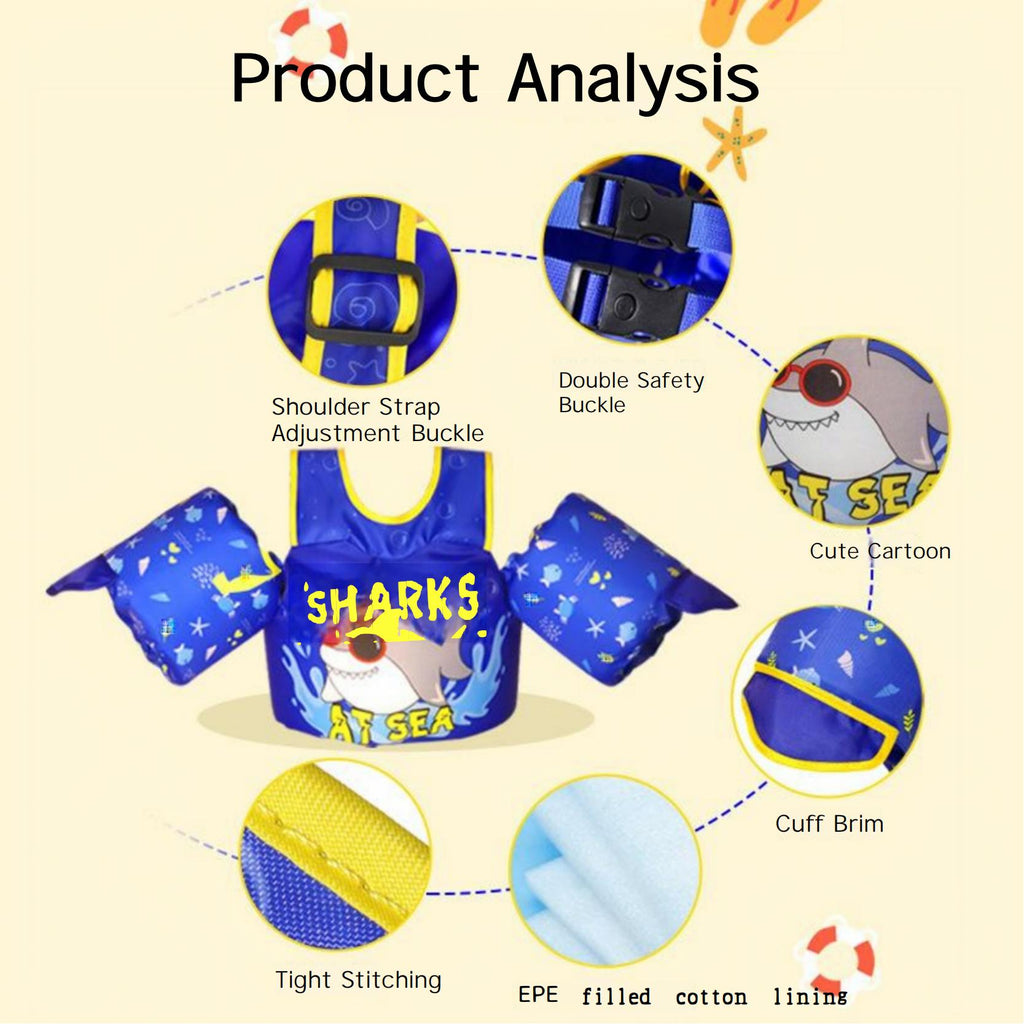 Kids Swim Vest Life Jacket for 33-60 Pounds Boys and Girls, Toddler Floaties with Shoulder Harness Arm Wings for 3,4,5,6,7,8 Years Old Baby (Unicorn Magic)