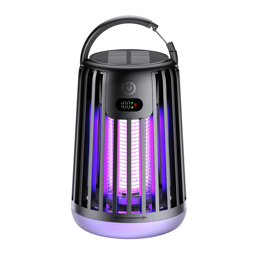 JT MOROLUX Solar Bug Zapper with Dual Charging, Electric Mosquito Killer & LED Lantern, Portable Indoor & Outdoor Insect Trap for Home, Patio, Garden & Camping