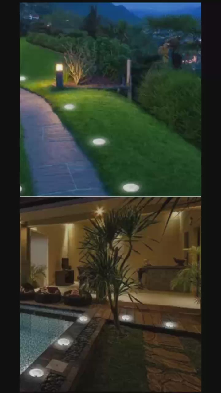 JT Morolux Solar Ground Lights, LED Disk Lights, White, Waterproof Outdoor Path Lights for Garden, Lawn, Walkway, Driveway