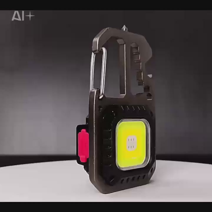 Cob Keychain Work Rechargeable Flashlight 6 Modes,4 in1 Screwdrivers 7in1 Wrench 1bottle Opener 1window-Breaking hamme for Camping, Fishing, Repair Walking Emergency 500 Lumen